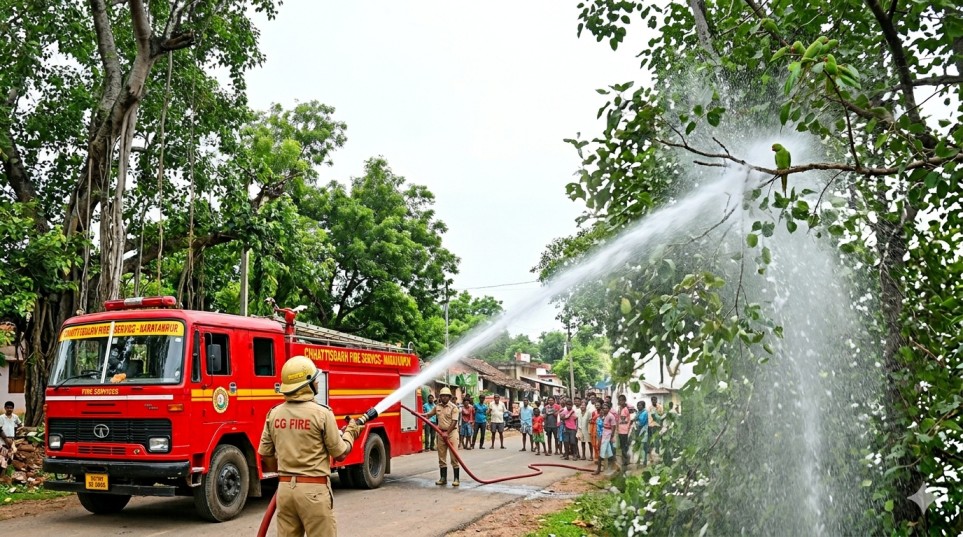  तोते के लिए पहुंची फायर ब्रिगेड, नारायणपुर में अनोखा रेस्क्यू, पानी की बौछार से नीचे आया...